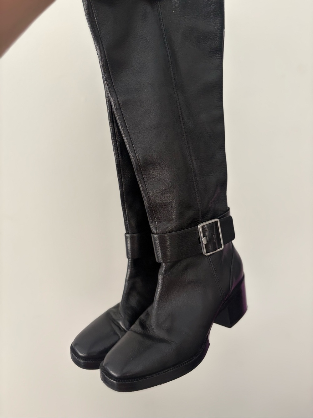 Black leather chunky buckle Frye style boots size 7 - Picture 2 of 10